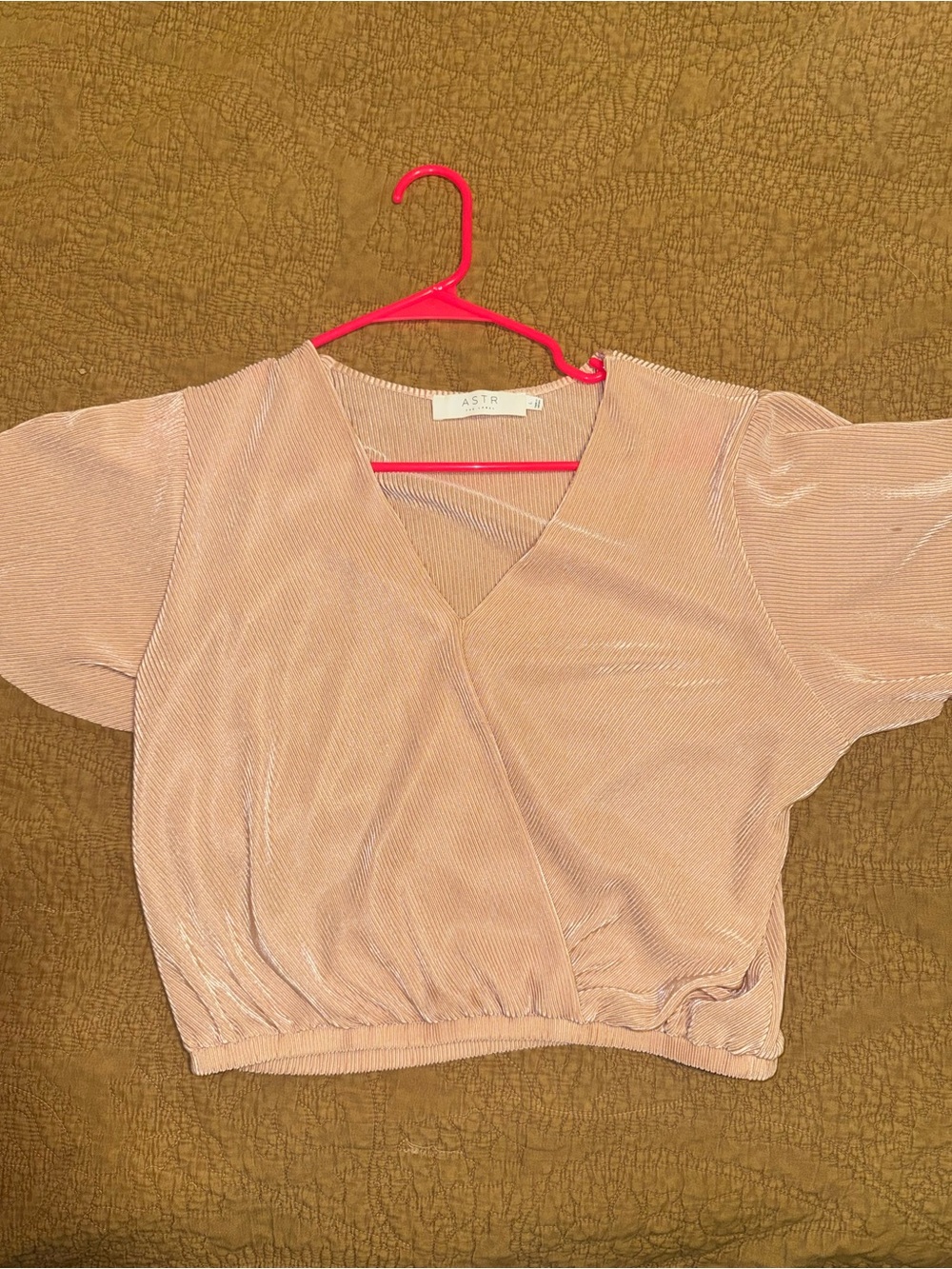 Astr Blush Wrap V-Neck Crop Top